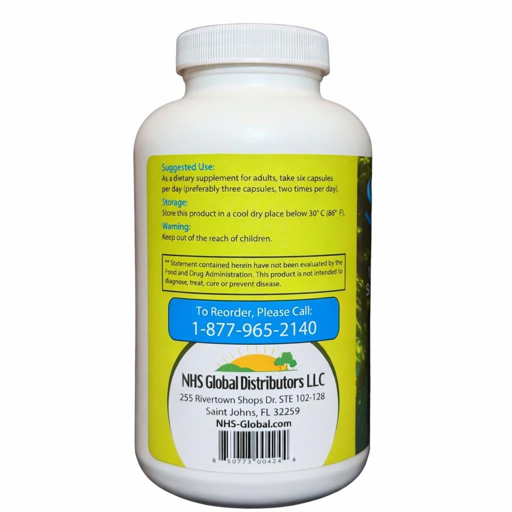 NHS Global Sea of Greens ingredients show seaweed blend and algae nutrients.