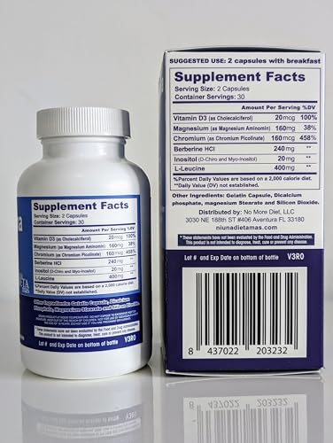 Packaging highlights Ni una dieta más METFORMINA Natural for convenient use.