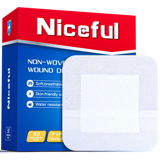 Niceful 50Pcs island dressing 6x6 pack for ready first aid use.