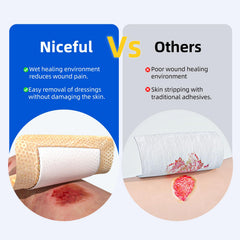 Niceful border-adherence wound dressing surrounding the wound