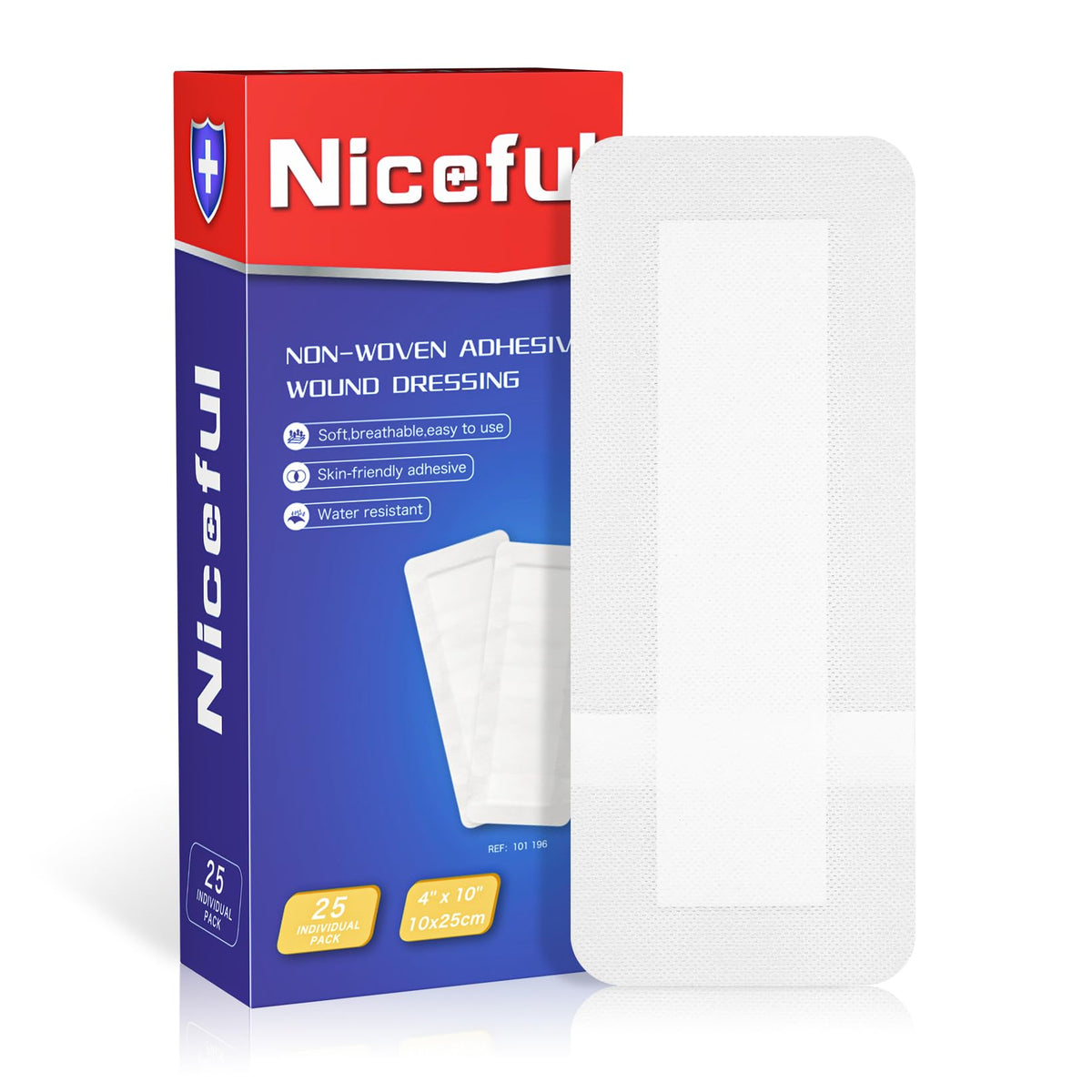 Niceful island dressing border 4x10 provides breathable protection for minor wounds.