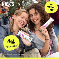 N!CK'S Mint Chocolate bar ingredients display focusing on low sugar and high protein