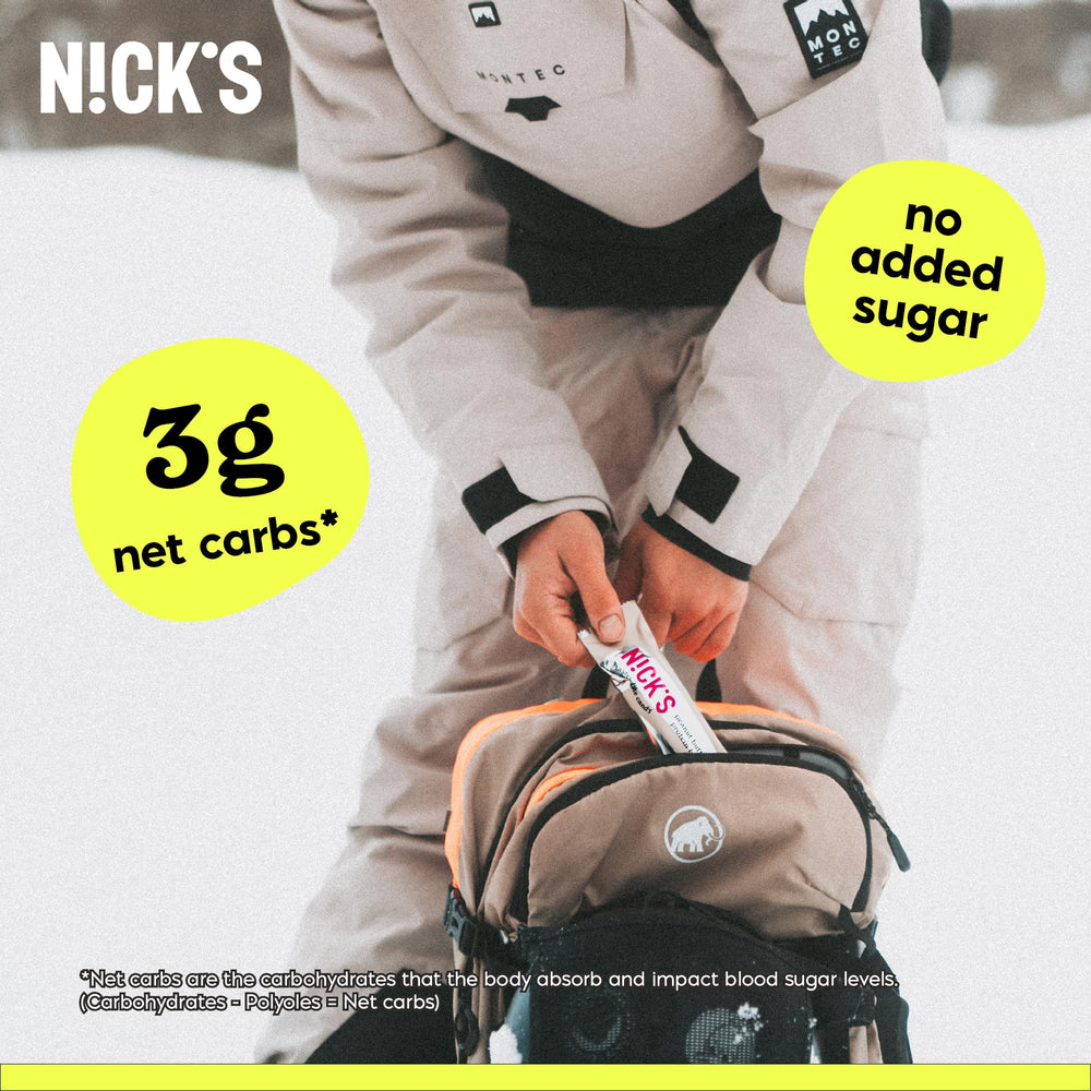 Cross-section of Nick's Chocolate Caramel bar showing core and shell.