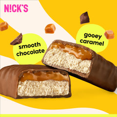Close-up of ingredients and nutrition highlights on Nick's bar label.