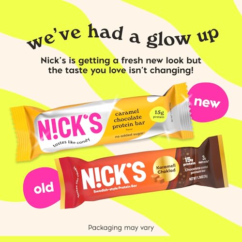 Unwrapped Nick's Chocolate Caramel bar, ready for quick energy during workouts.