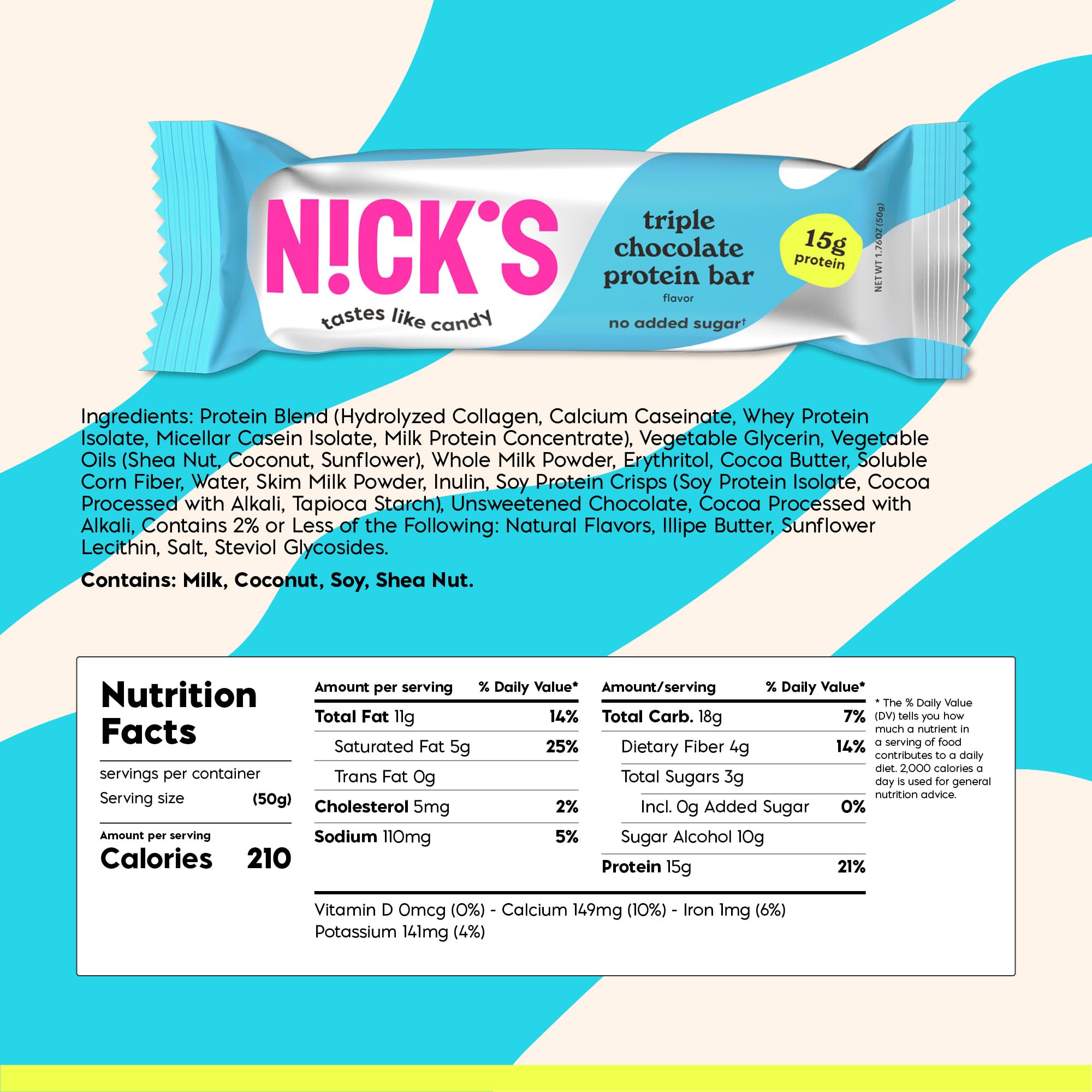 Nick’s Protein Bars Triple Chocolate close-up shows creamy texture and rich flavor.