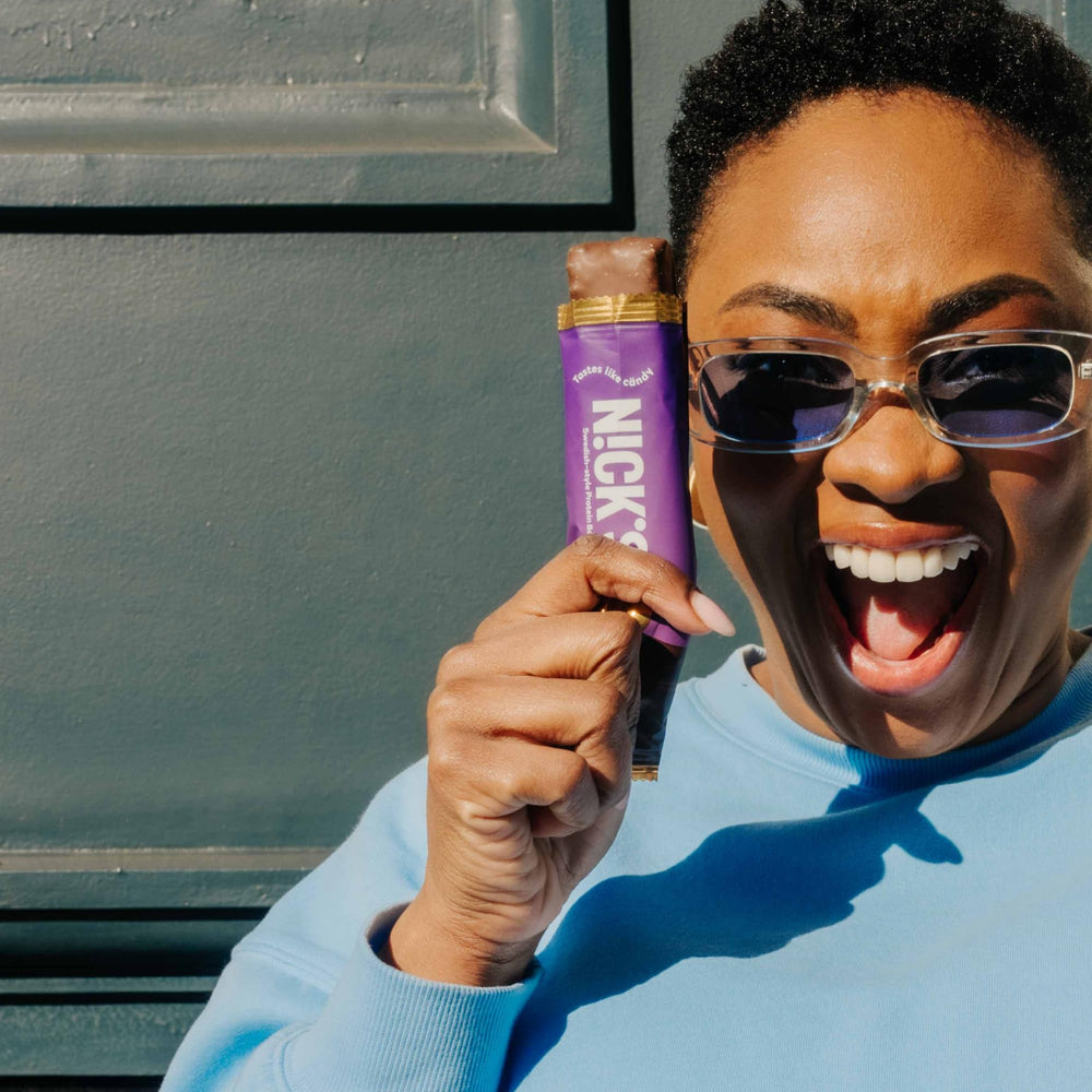 Nick’s Protein Bars Triple Chocolate on shelf supports keto-friendly snacking.