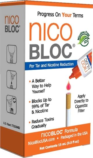 Nicobloc 1-Pack applied to cigarette filter for a smoother quit-smoking experience.