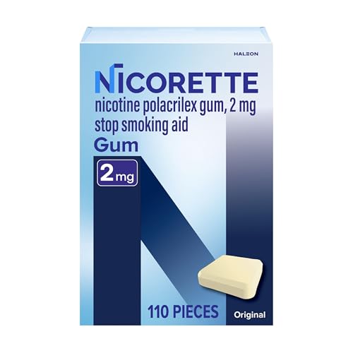 Nicorette 2 mg nicotine gum original flavor pack close-up for craving management
