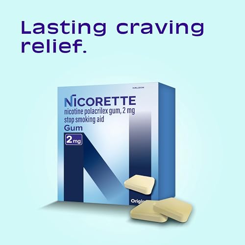 Nicorette 2 mg gum original flavor pack open showing 110 pieces