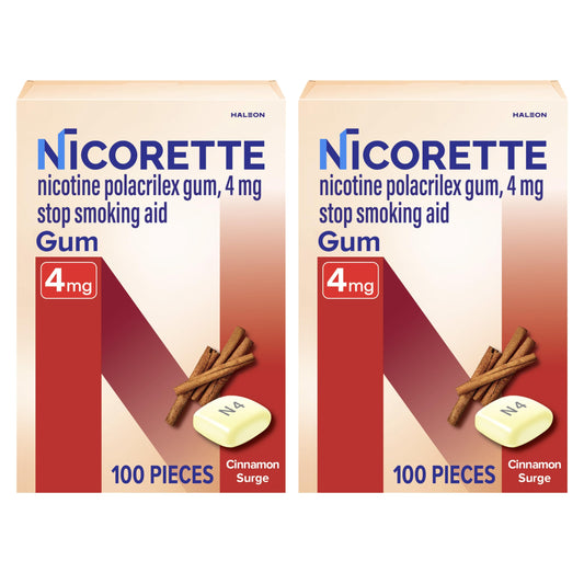 Nicorette Cinnamon Surge gum 2x100 pack for craving relief during quitting