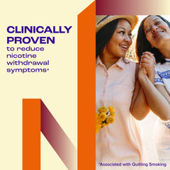 Nicorette Fruit Chill gum piece dispensing demonstrates quick use.