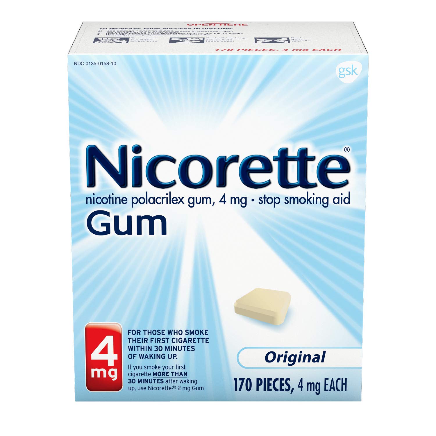 Nicorette Gum 4 mg original refill pack for craving relief during quitting.