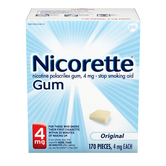 Nicorette Gum 4 mg original refill pack for craving relief during quitting.