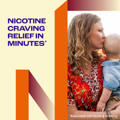 Nicorette gum pack front view highlighting flavor and dosage.