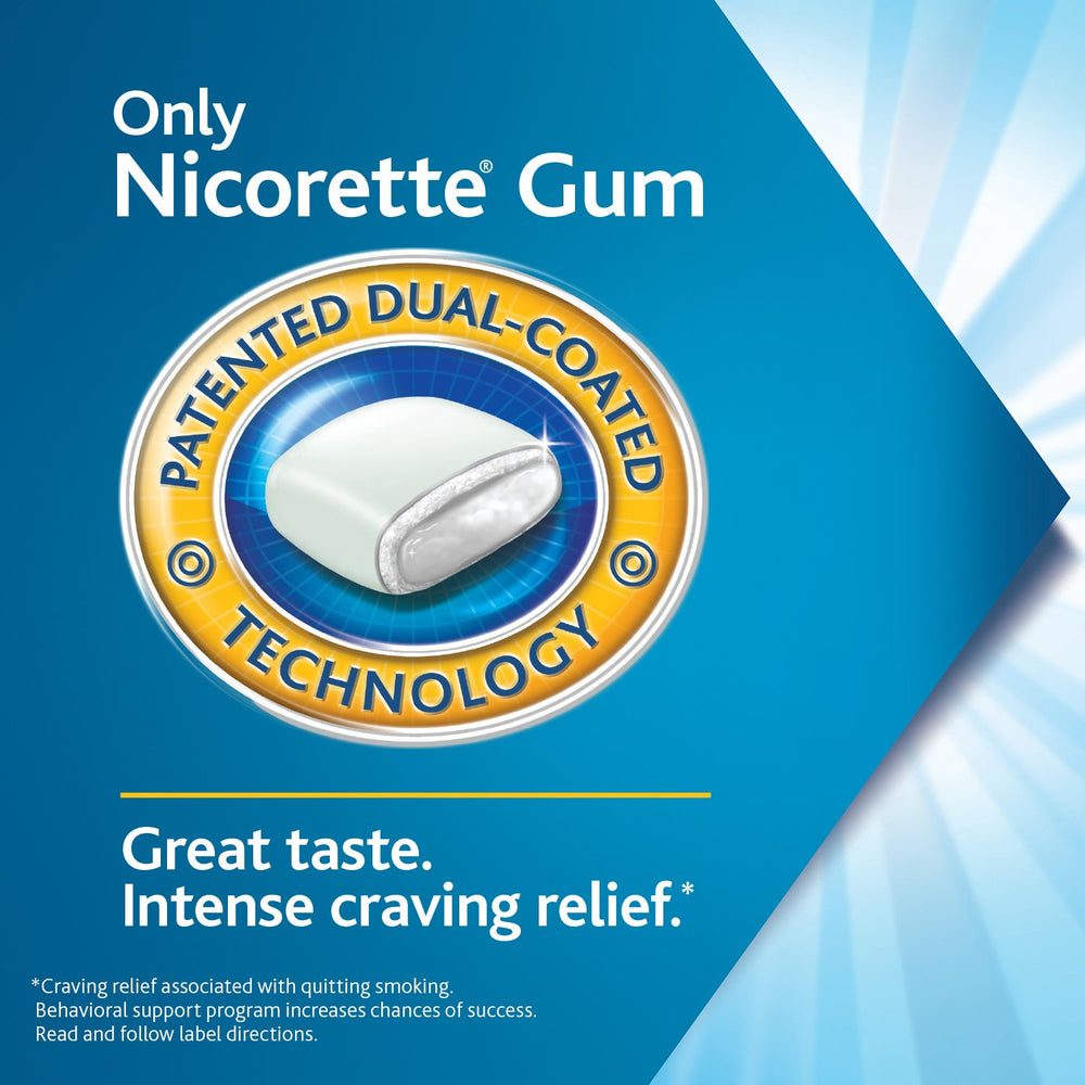 Nicorette gum piece close-up showing smooth texture.