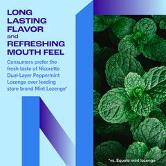 Graphic indicating a peppermint flavor burst from a dissolving lozenge.