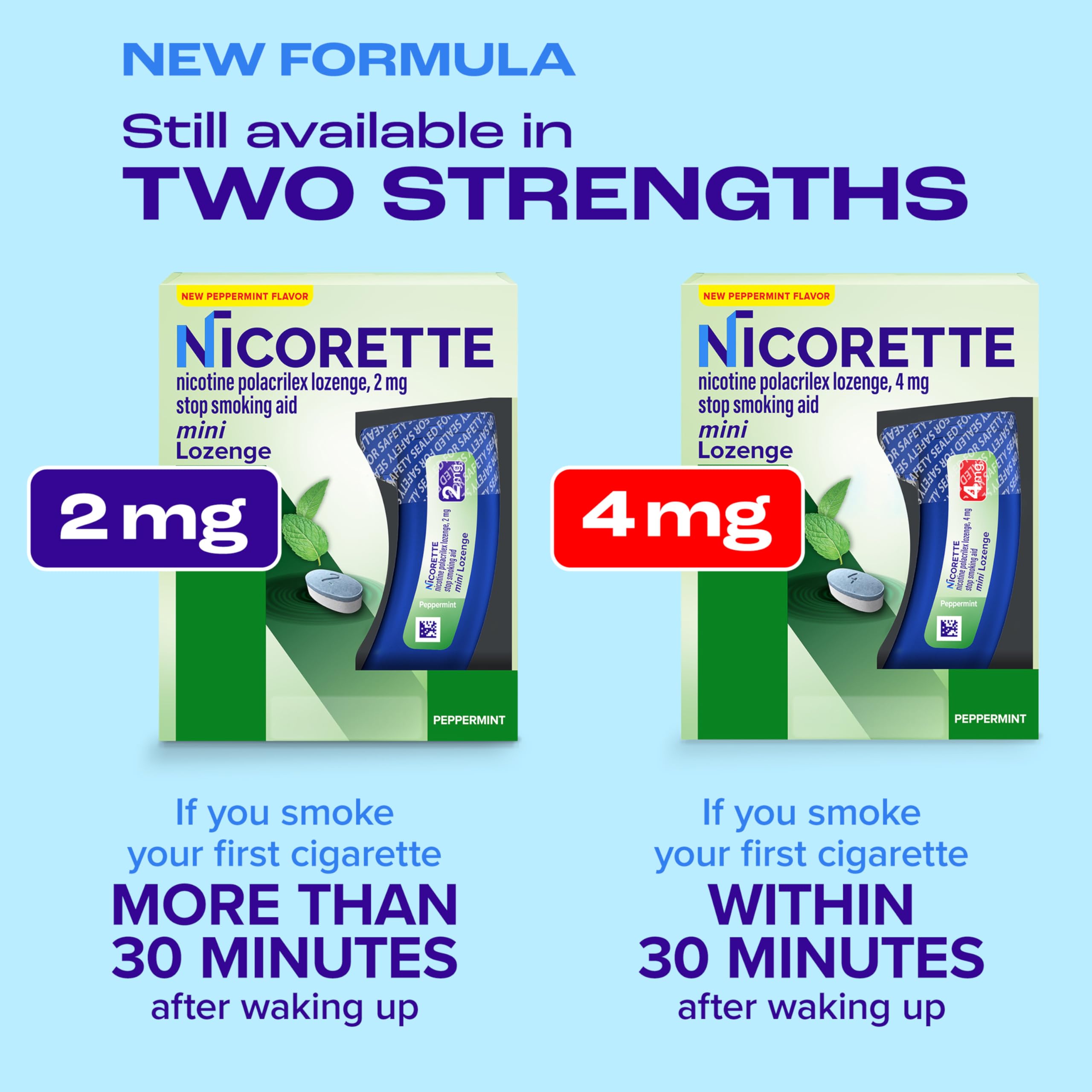 Person using a Nicorette lozenge during a break on the go.