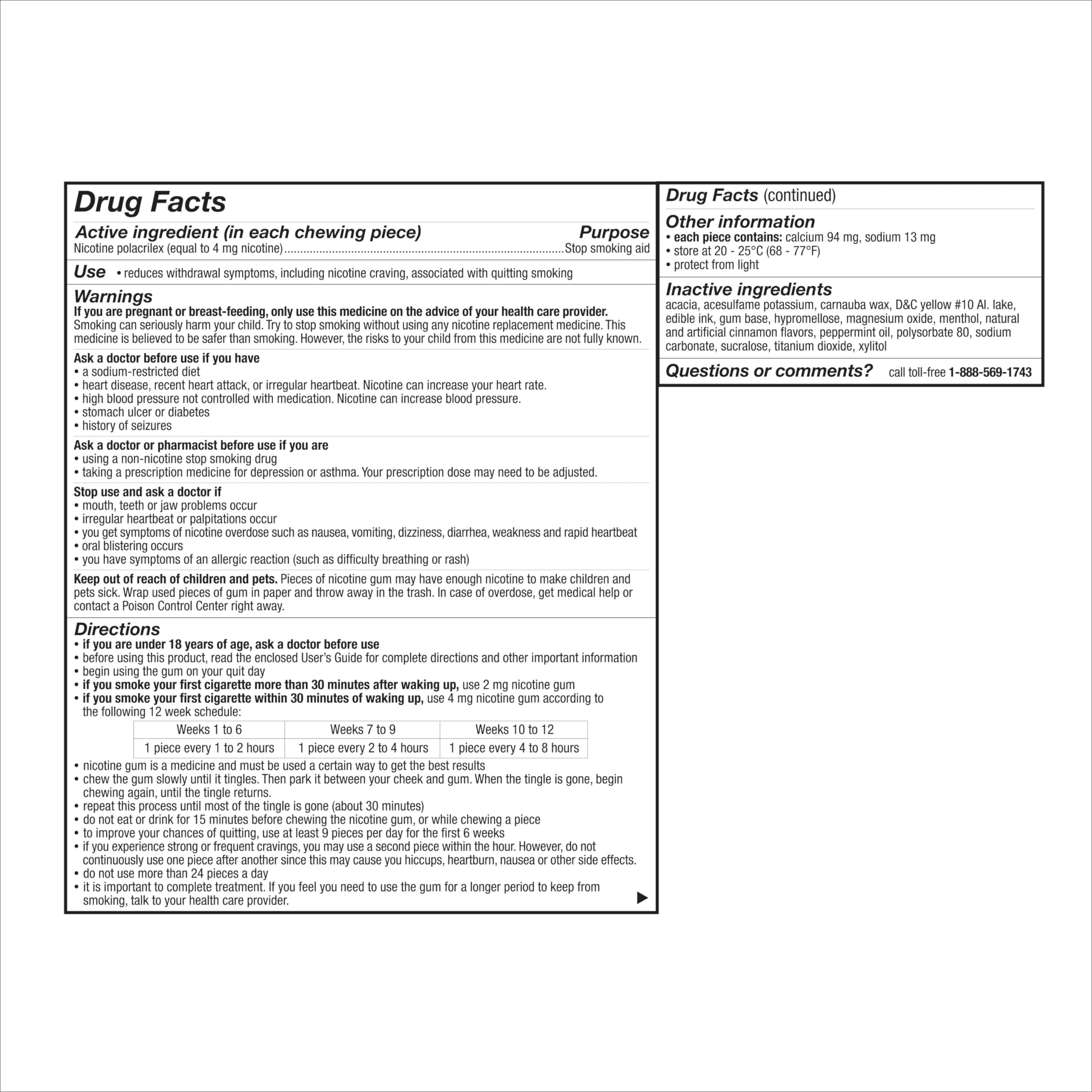 Nicorette pocket pack open showing individual pieces for quick use