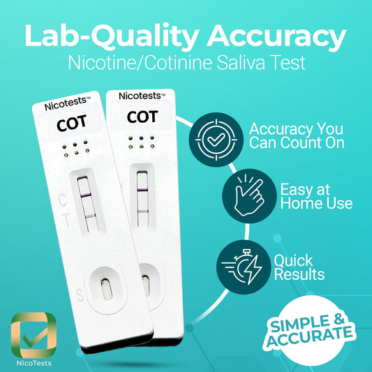 Nicotests 10 ng detection in saliva demonstrates high sensitivity.