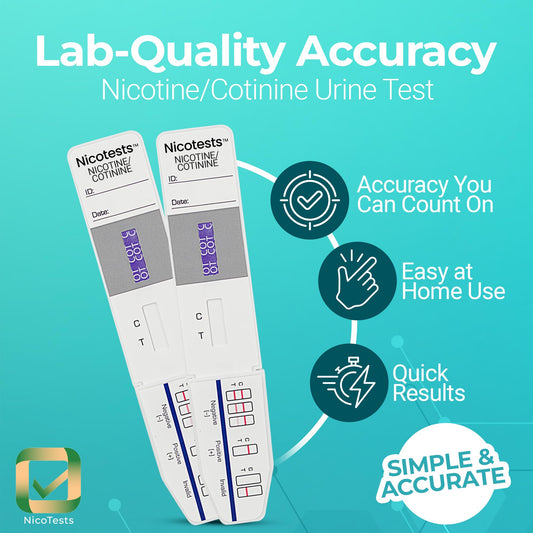 NICOTESTS box with strips showing easy setup for on-site testing