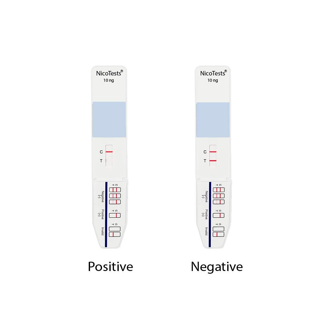 NICOTESTS compact test kit on desk for discreet testing