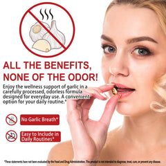 NIFEISHI odorless softgels closeup highlights easy, odor-free daily garlic supplementation.