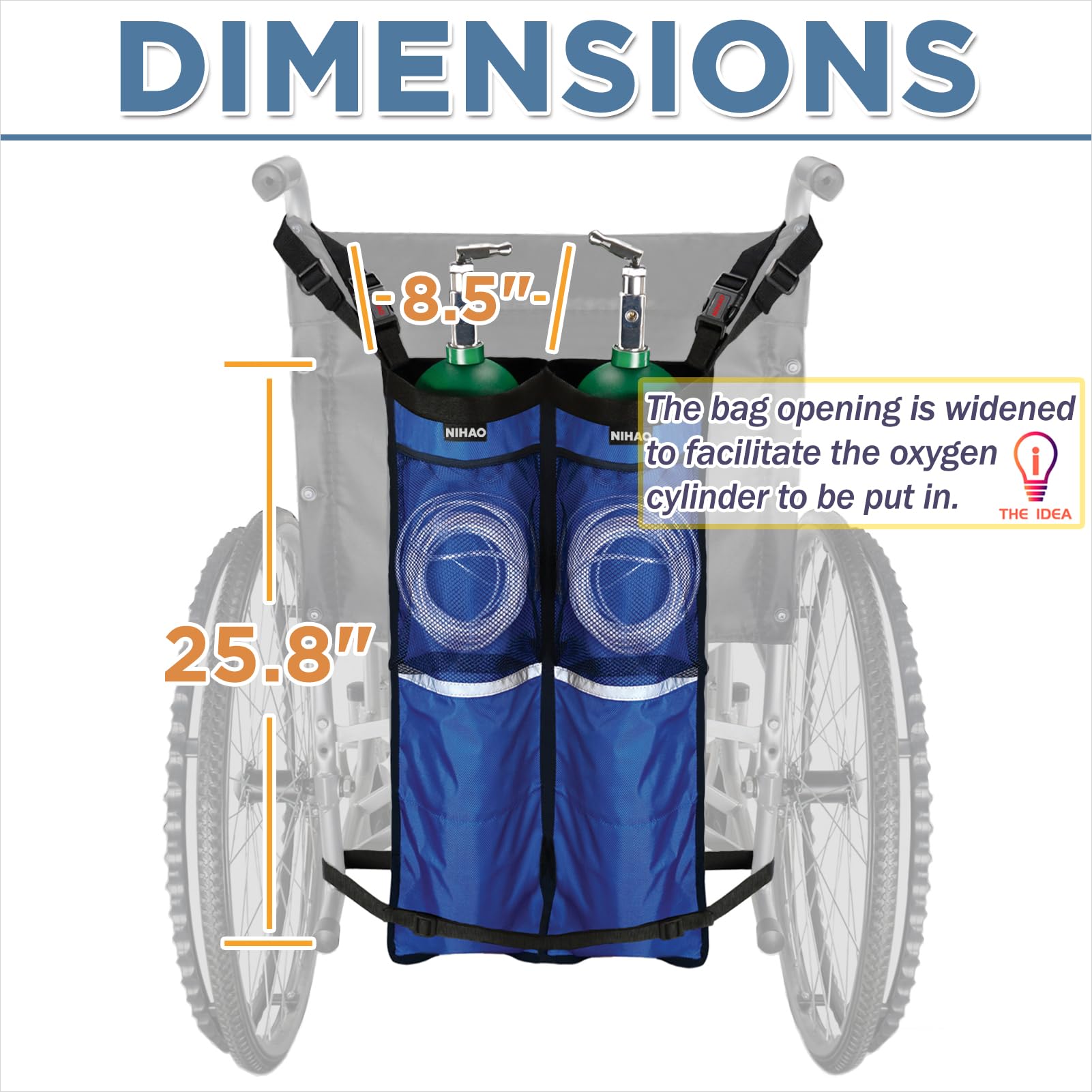 NIHAO bag dimensions 25.8 x 17 inches fitting most cylinders confidently