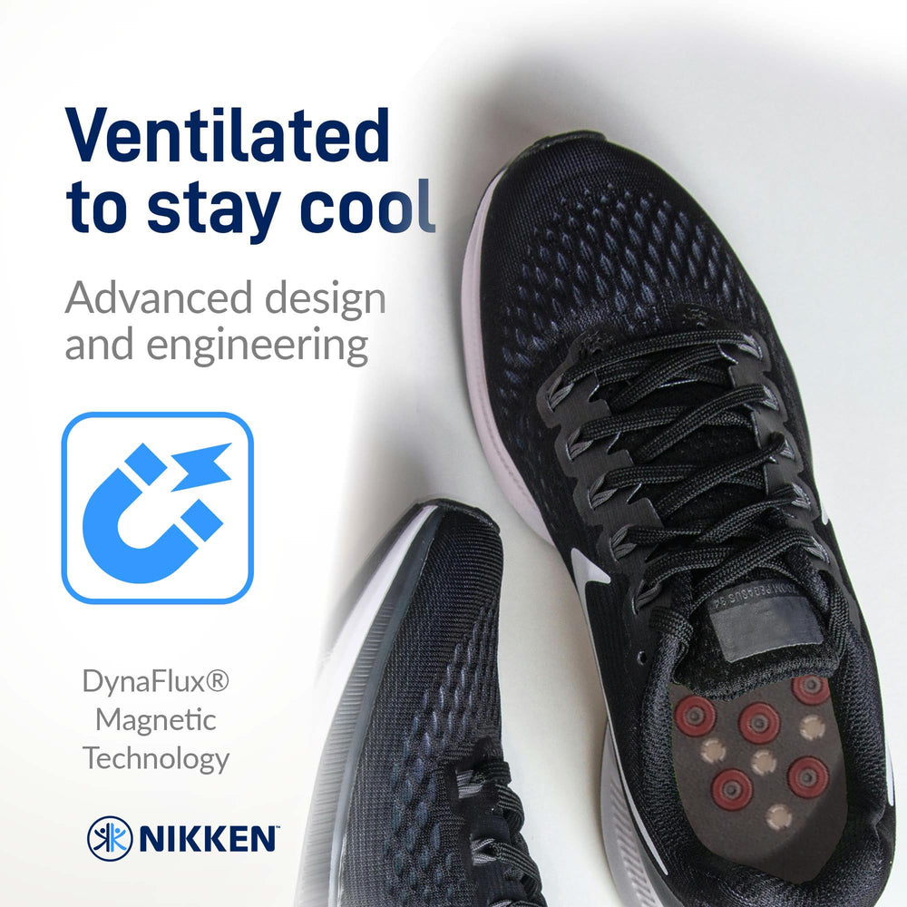 Nikken Kenko mStrides insole demonstrates magnetic coverage for enhanced support.