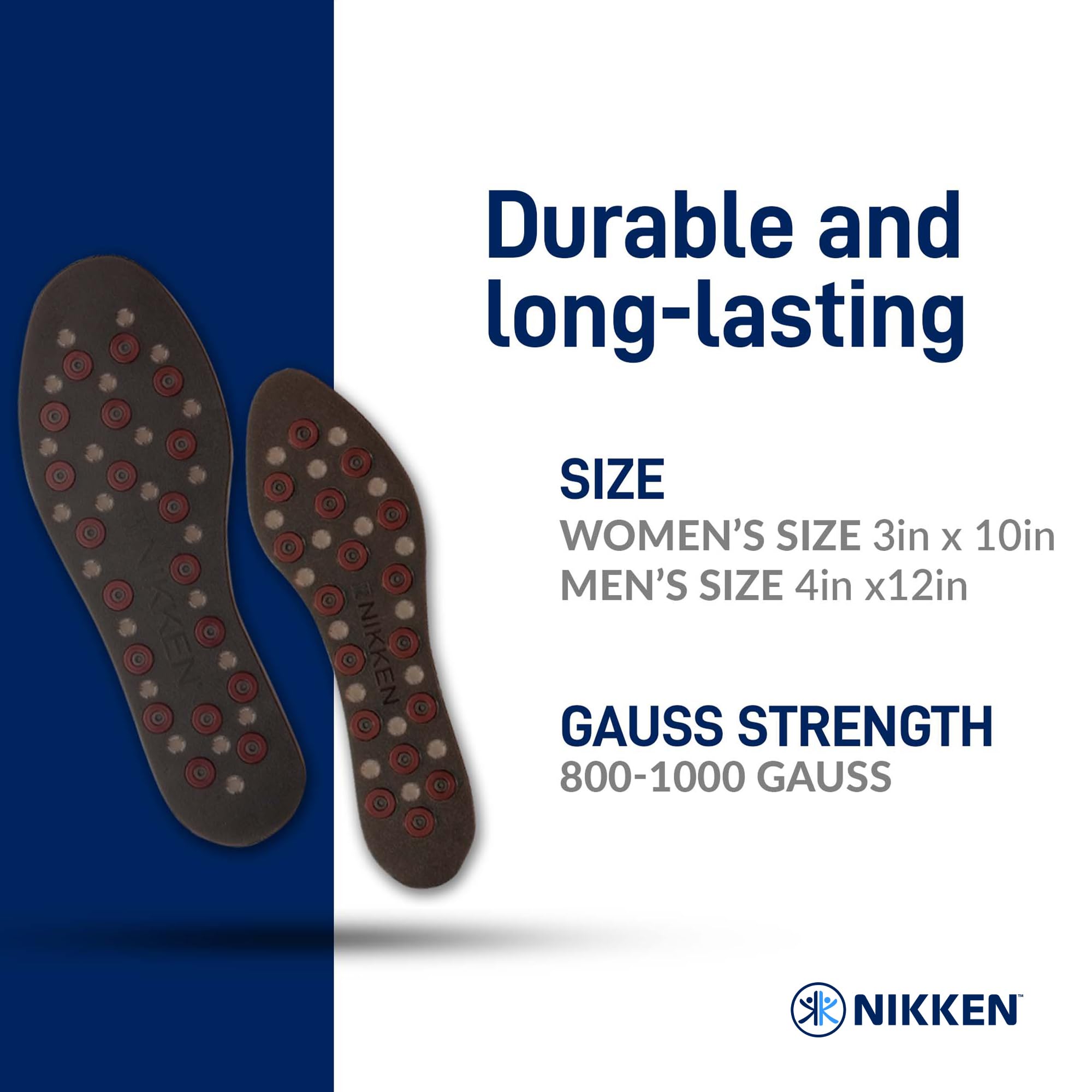 Nikken Kenko mStrides insole features ventilated, moisture-resistant surface for all-day comfort.