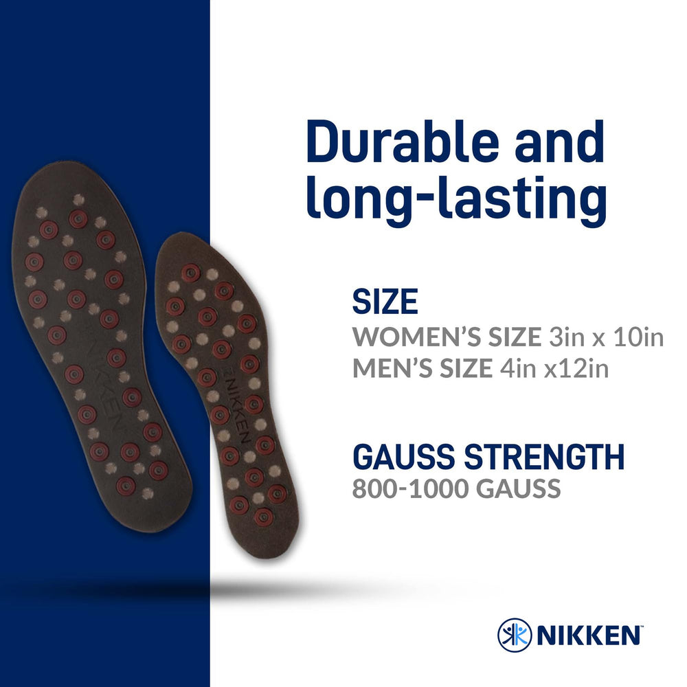 Nikken Kenko mStrides insoles cut-to-fit design shown for precise sizing