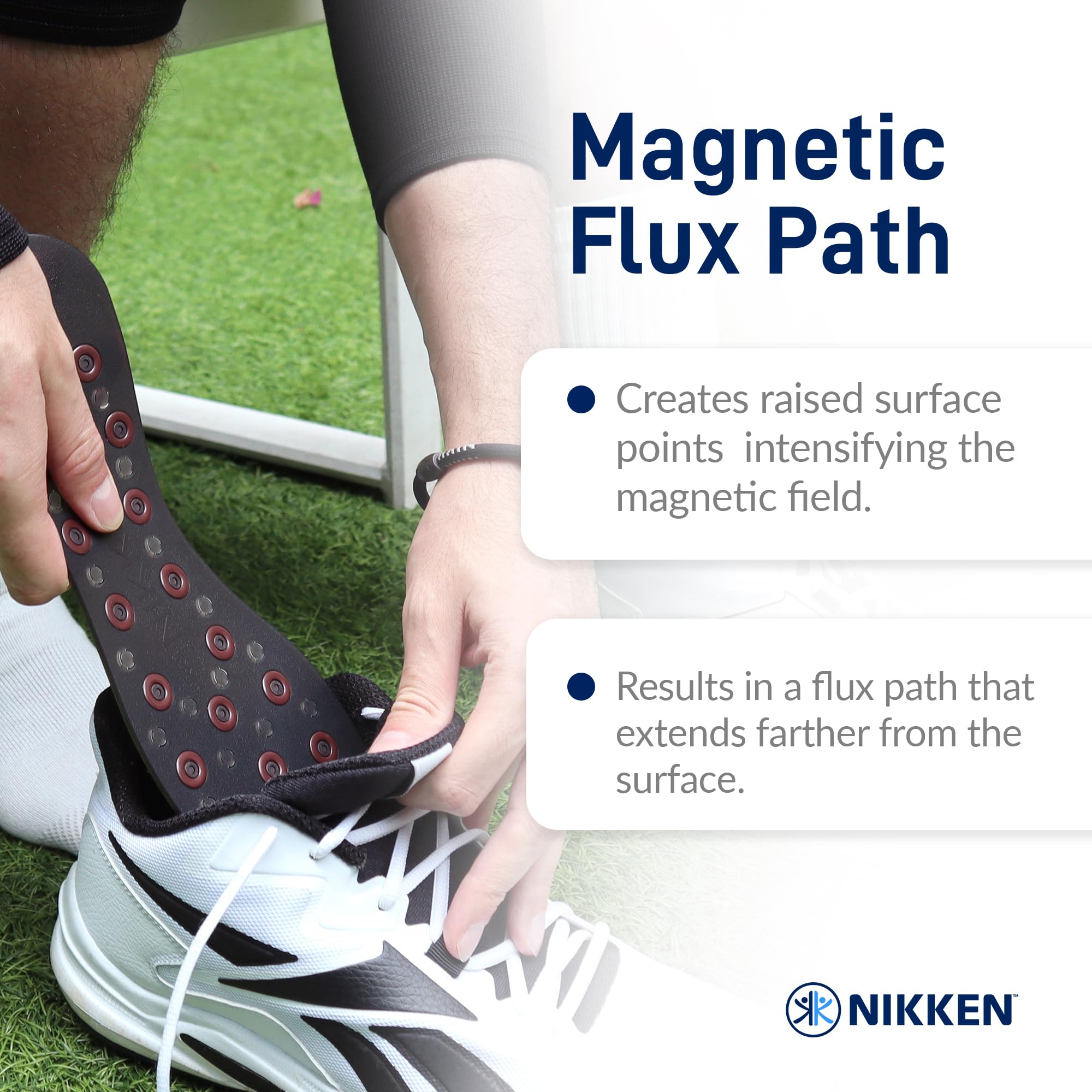 Nikken Kenko mStrides insoles worn in action for daily use