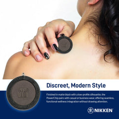 Nikken Kenko PowerChip Black close-up label and branding