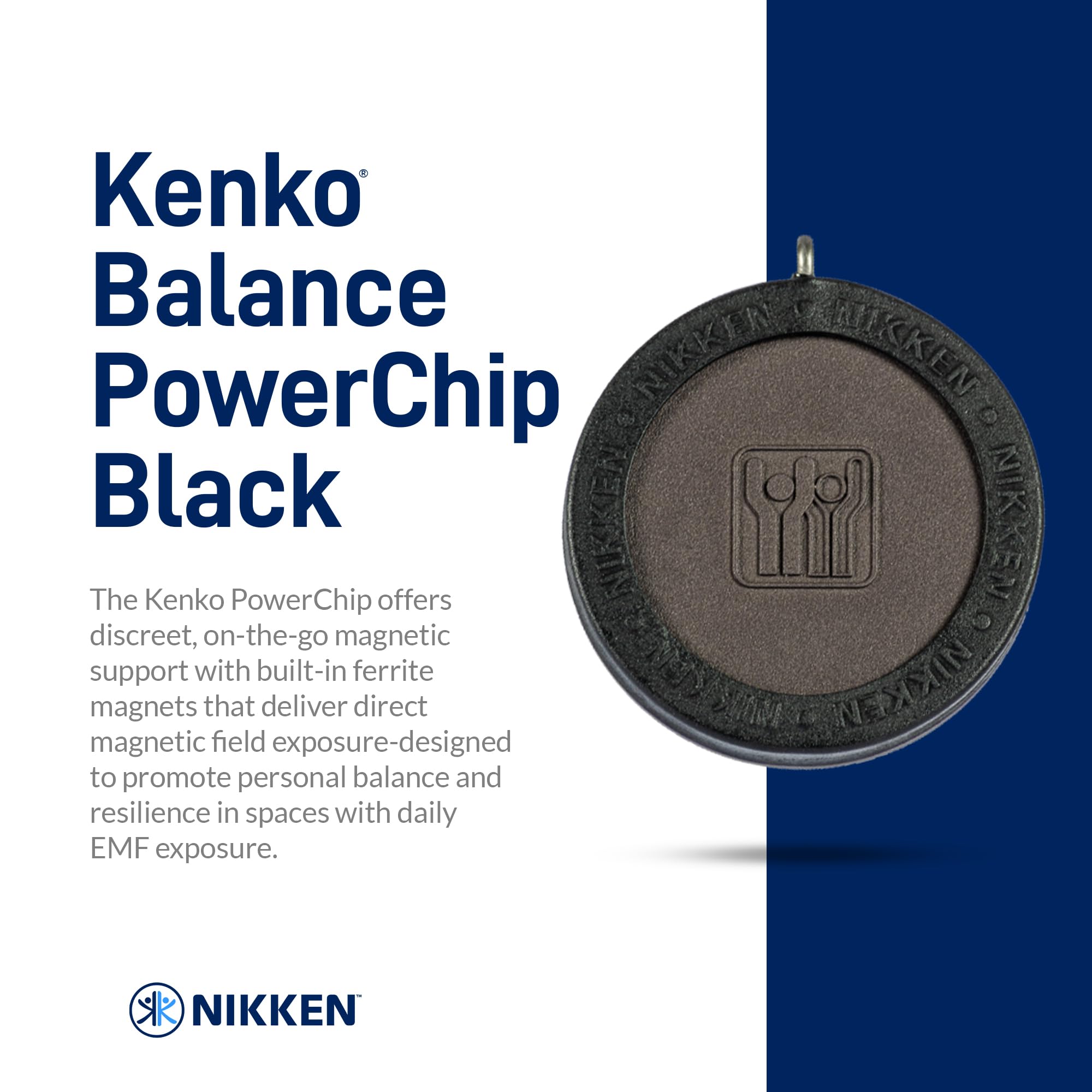 Nikken Kenko PowerChip Black side view highlighting portable form