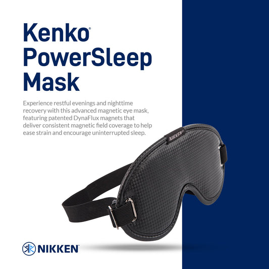 Nikken Kenko PowerSleep Mask Dynaflux tech close-up shows even support near eyes.