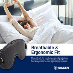 Nikken Kenko PowerSleep Mask light-blocking fabric creates a dark resting space.