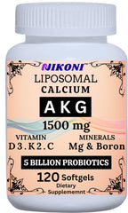 Nikoni Liposomal Calcium AKG 1500mg bottle front supports daily nutrient delivery