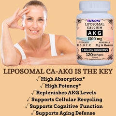 Nikoni Liposomal Calcium AKG 1500mg probiotic blend illustration signals gut support