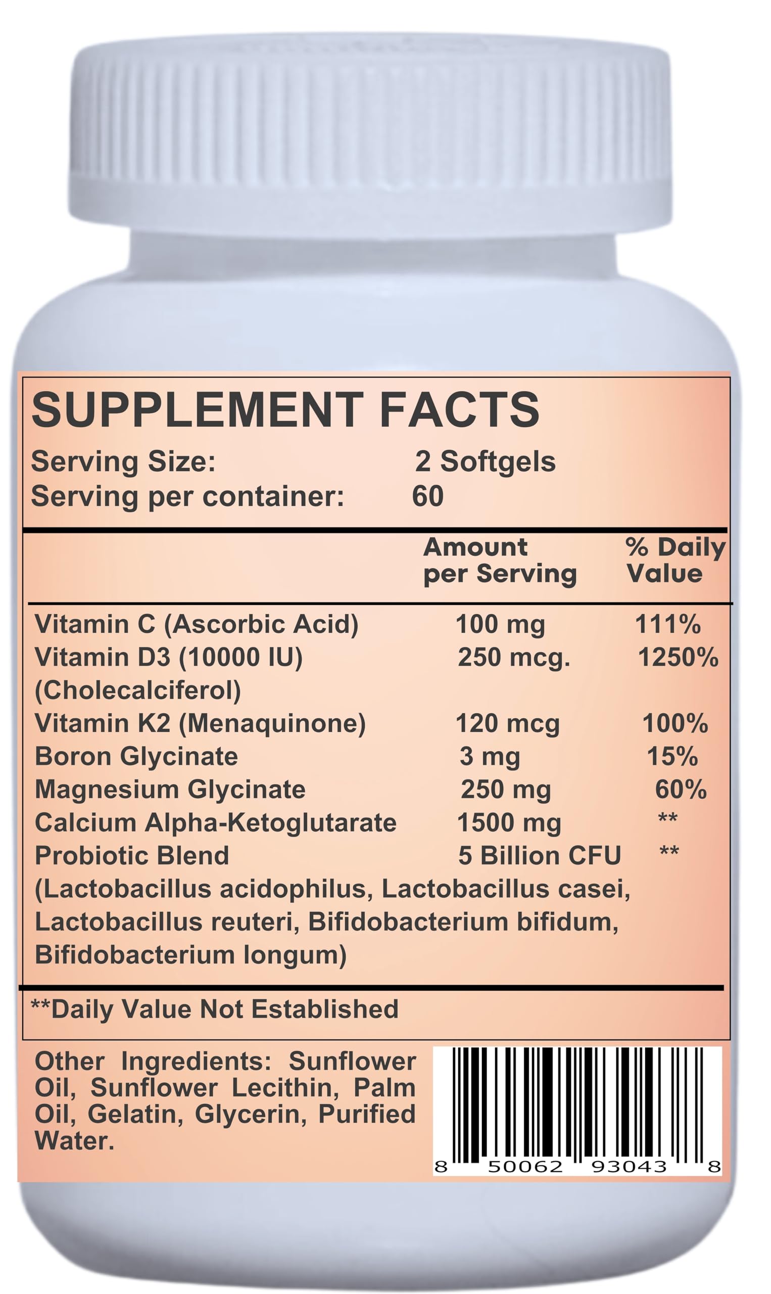 Nikoni Liposomal Calcium AKG 1500mg softgels closeup emphasizes easy swallowing