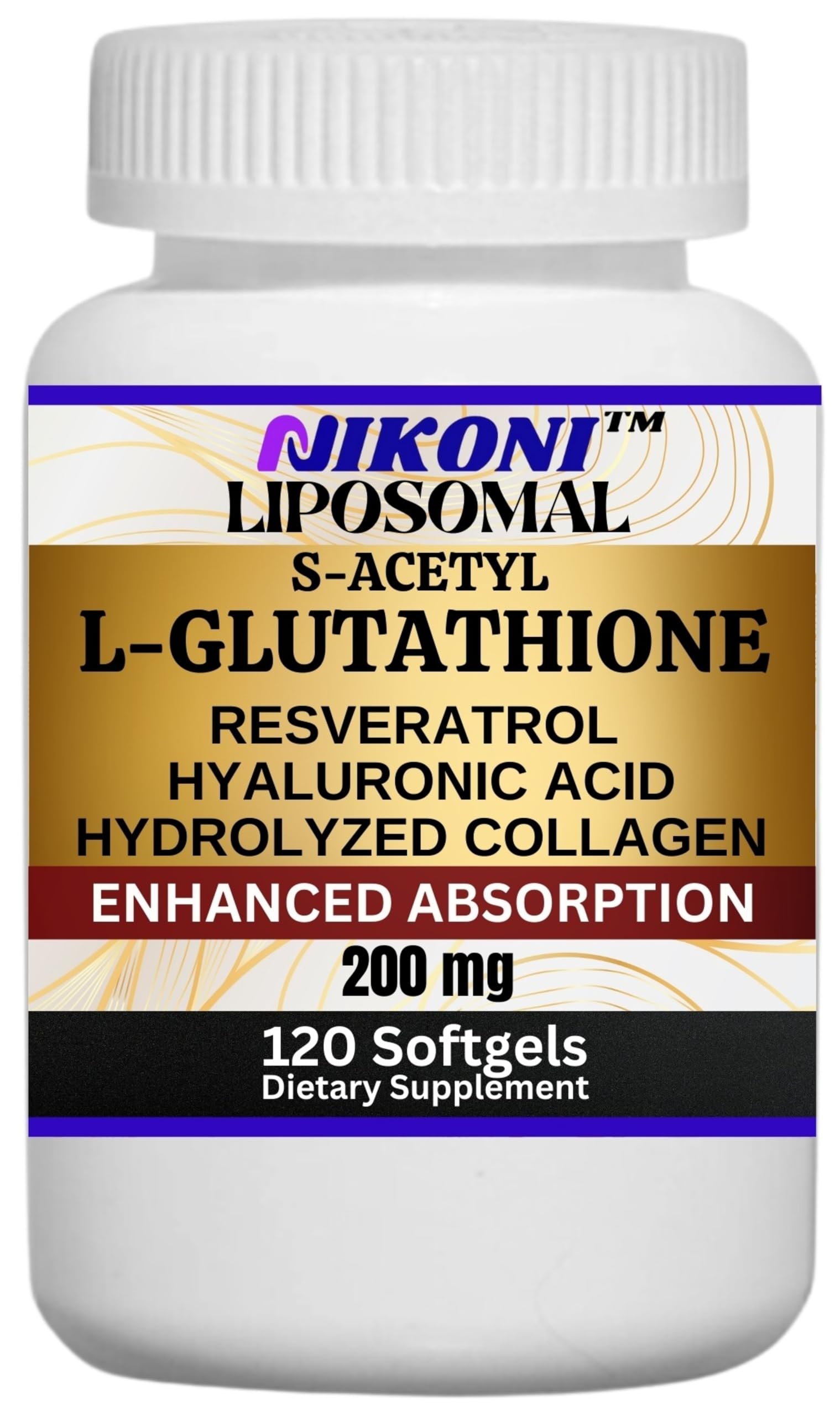 Nikoni S-Acetyl L-Glutathione liposomal bottle for enhanced wellness delivery