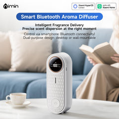 Nimin app-controlled diffuser with smartphone screen for easy scheduling