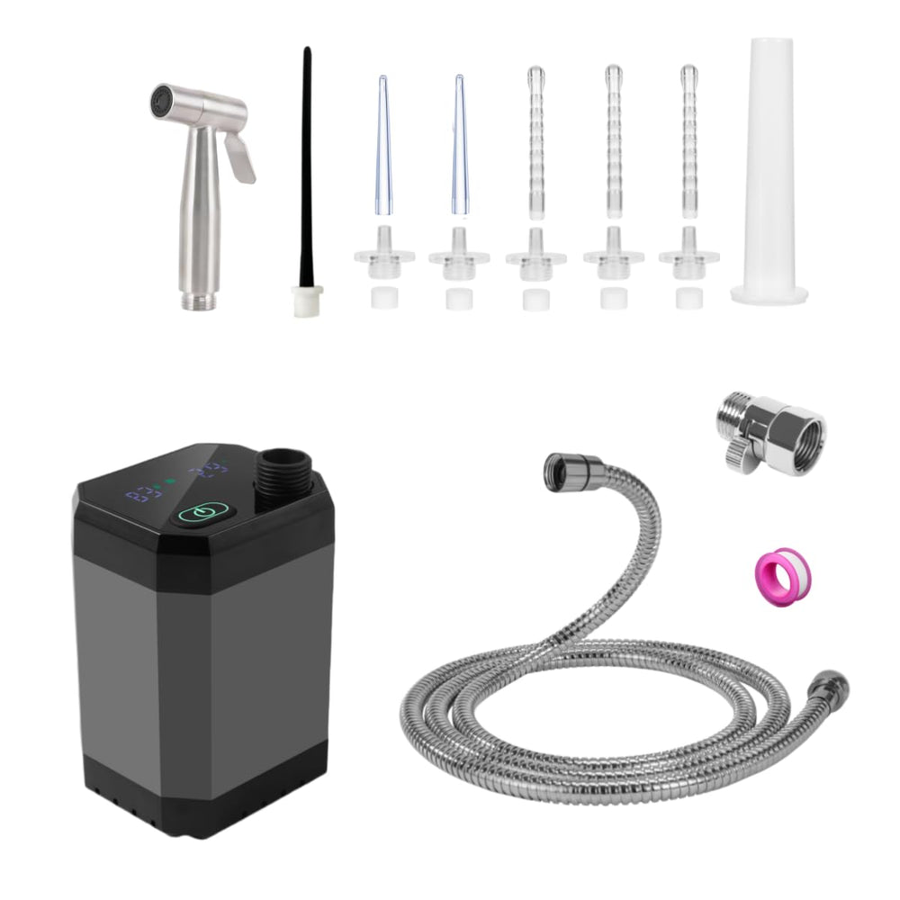 NINXIMI portable shower enema system with six nozzles for on-the-go cleansing.