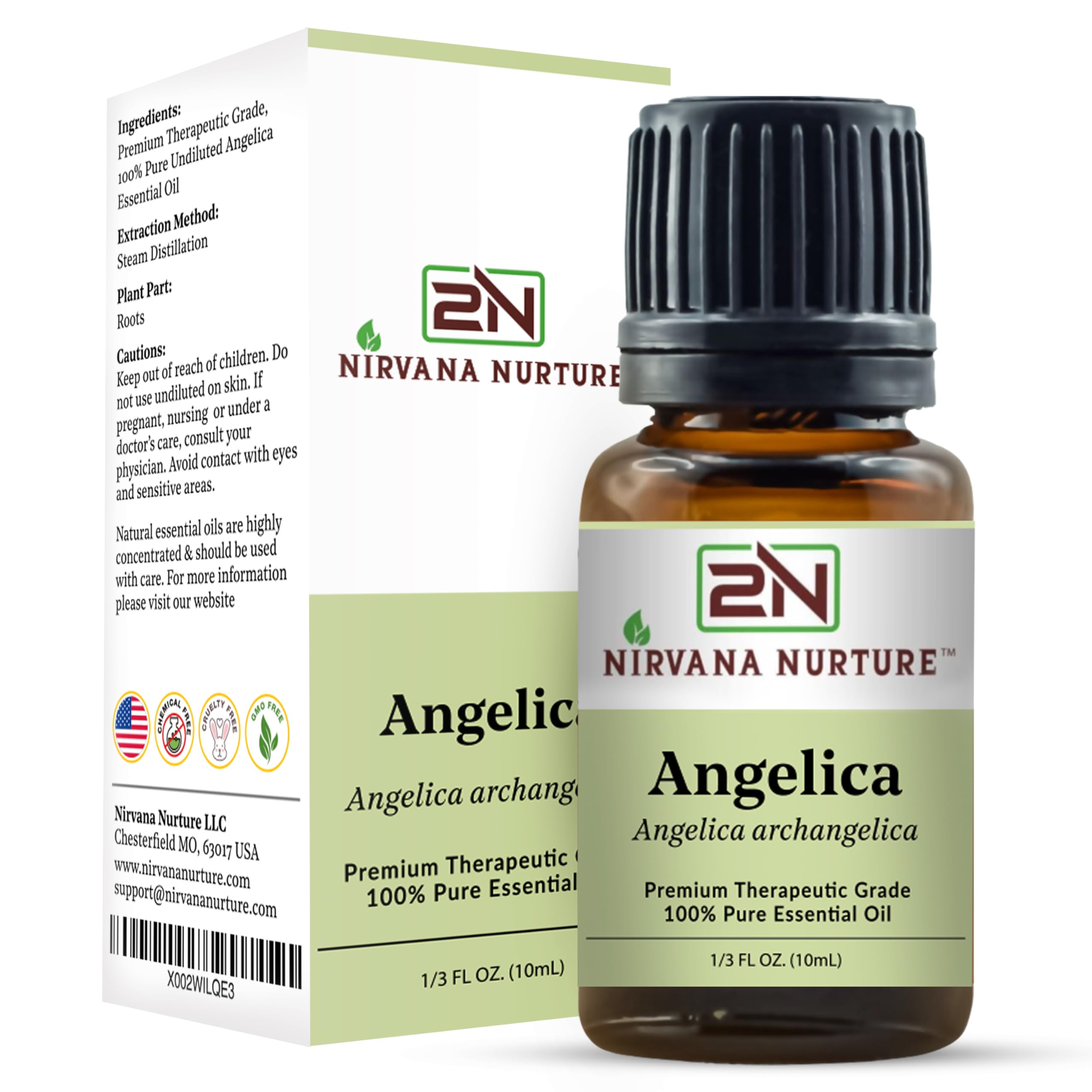 Nirvana Nurture Angelica Oil skincare routine setup for facial care.