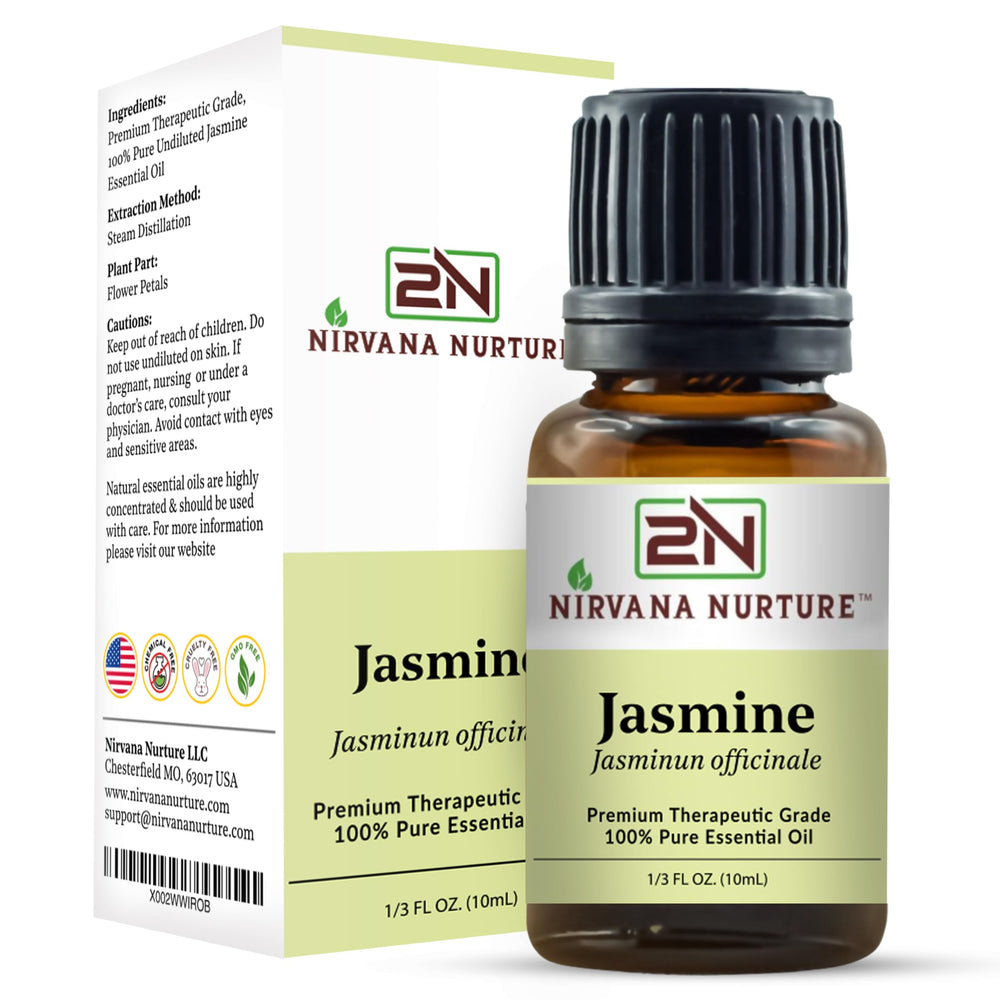 Nirvana Nurture Jasmine Oil for face care, nourishes dry or irritated skin when diluted.