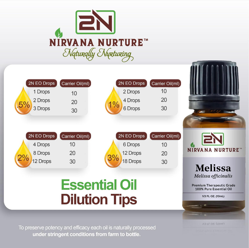 Nirvana Nurture Melissa essential oil bath ritual for calm mood.