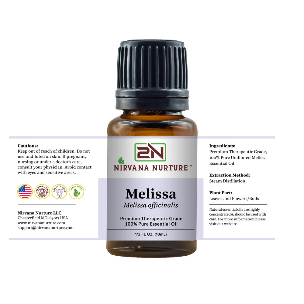 Nirvana Nurture Melissa essential oil packaging box ready for gifting.