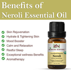 Nirvana Nurture Neroli flowers distillation visual signals premium organic oil.