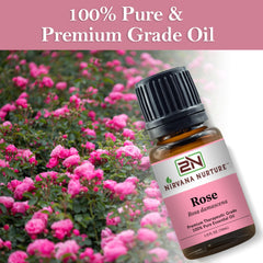 Droplets of Nirvana Nurture Rose Oil applied during a soothing massage