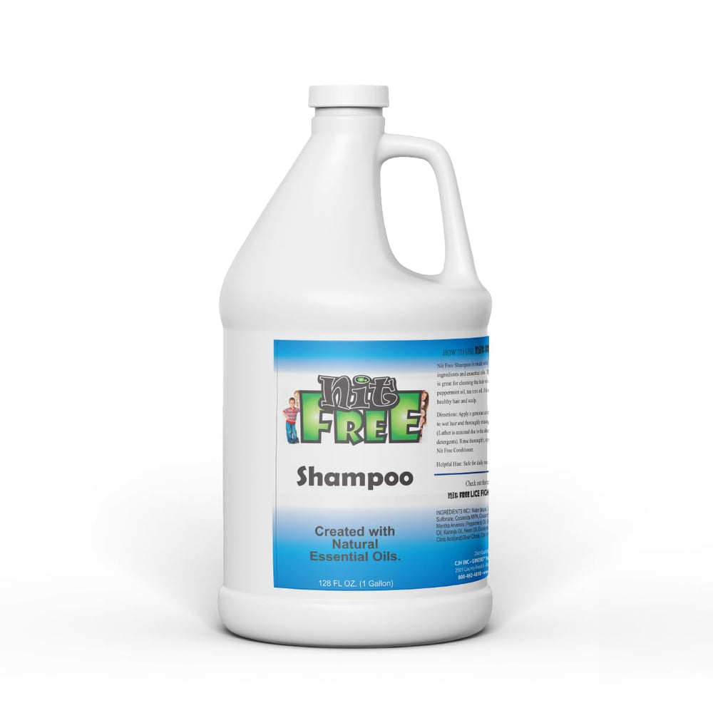 Nit Free Head Lice Shampoo bottle shown for gentle scalp care.