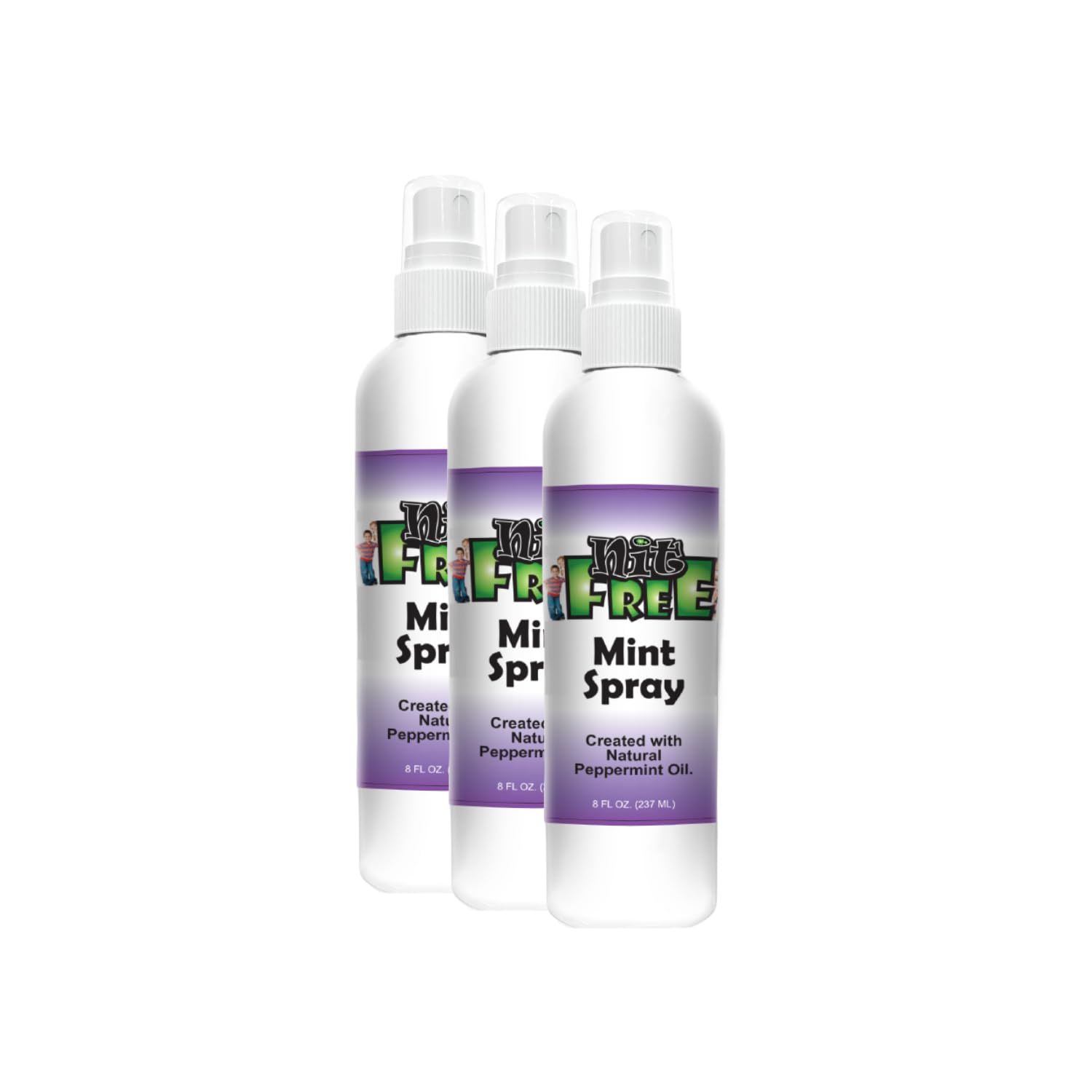 Nit Free Mint Head Lice Spray bottle front view for gentle lice care